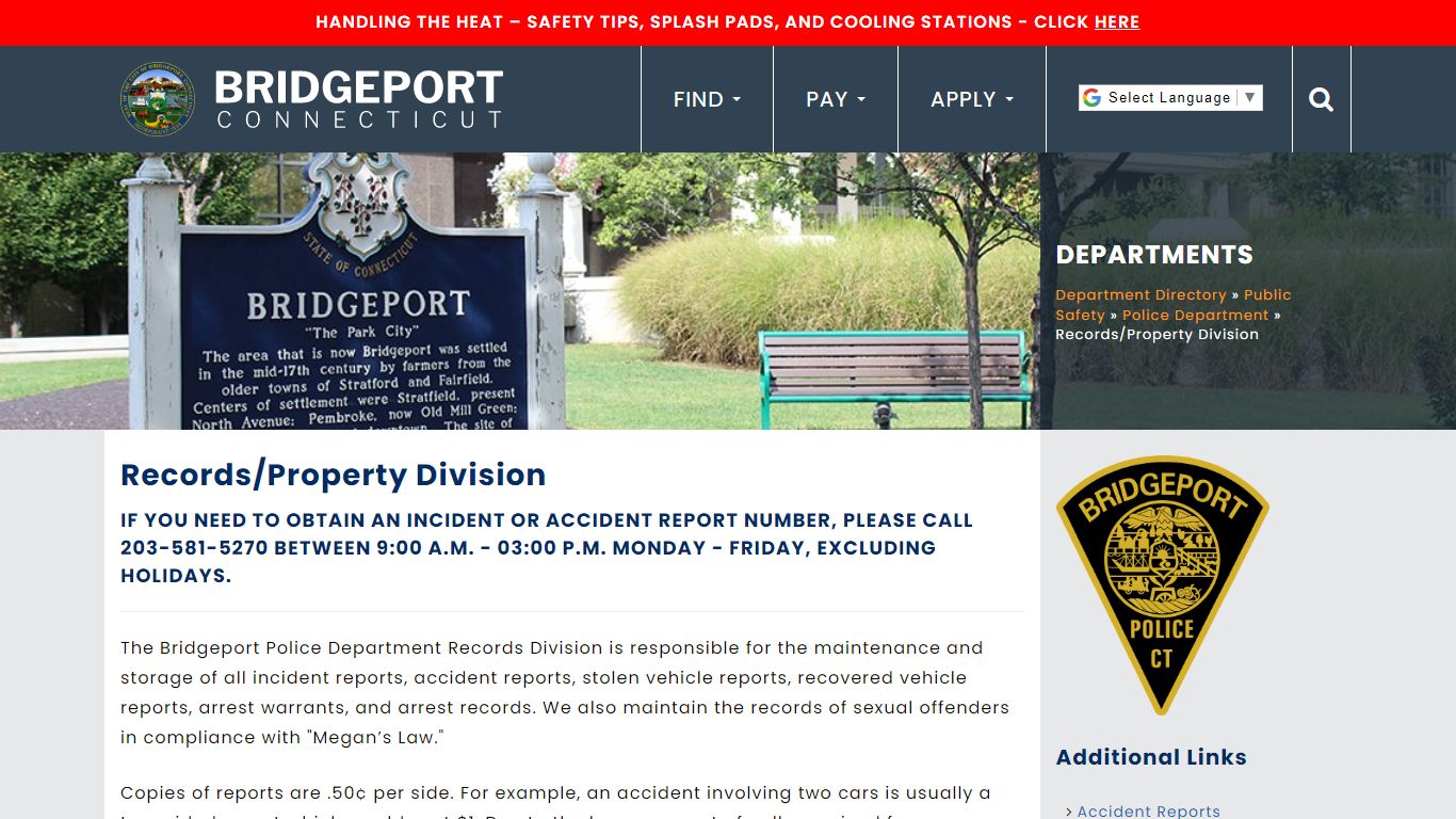 Records/Property Division - Bridgeport, CT