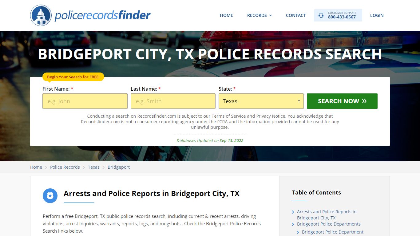 BRIDGEPORT CITY, TX POLICE RECORDS SEARCH - RecordsFinder
